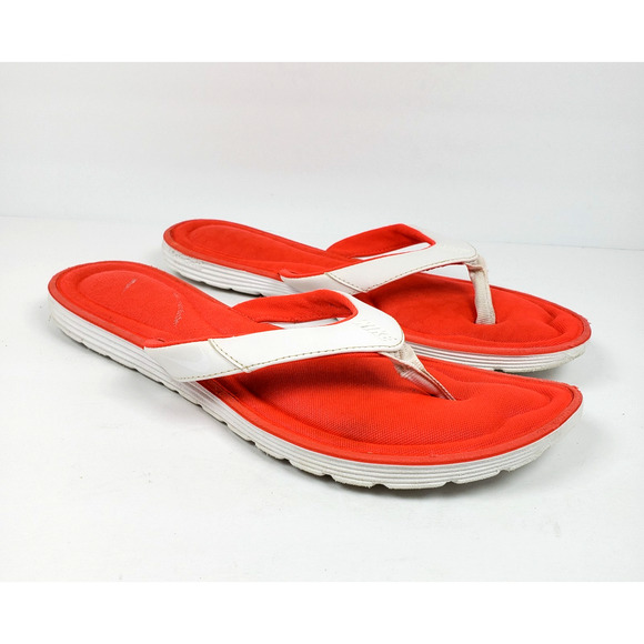 Nike Calm Elevation Womens Size 10 White Bright Coral Slip On Flip Flop Sandals - Picture 1 of 12
